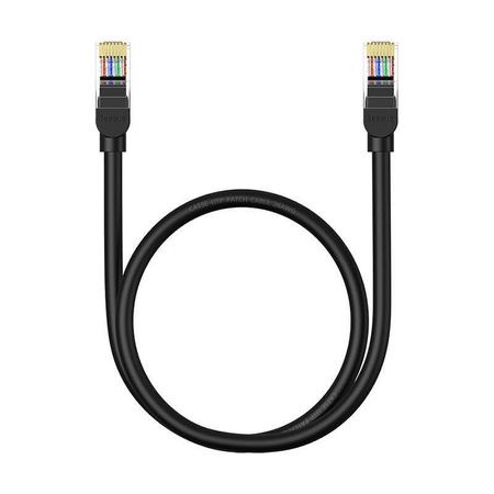 Kabel Ethernet Baseus High Speed Cat 5 RJ-45 1000Mb/s 0.5m okrągły - czarny