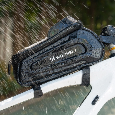 Sakwa rowerowa Wozinsky na ramę pancerna z kieszonką na telefon 1.7 l - czarna