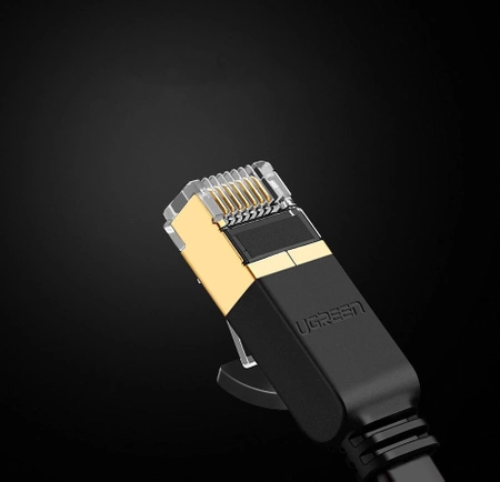 Ugreen Flat Cable Internet Network Cable Ethernet Patchcord RJ45 Cat 7 STP LAN 10 Gbps 10m Black (NW106 11265)