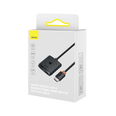 Baseus AirJoy 2in1 4K 60Hz bi-directional HDMI adapter with built-in 1m cable - black