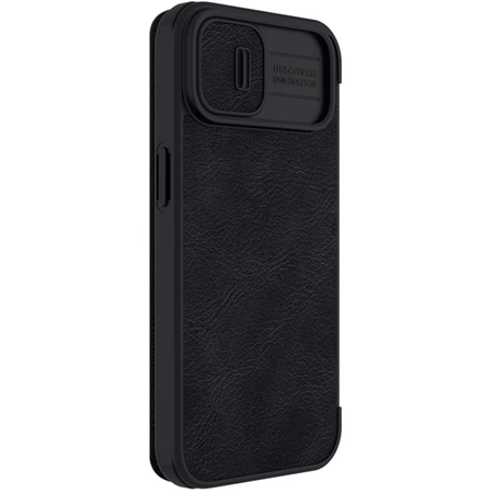 Nillkin Qin Leder Pro Hülle iPhone 14 Plus Kamera Cover Holster Cover Flip Case Schwarz