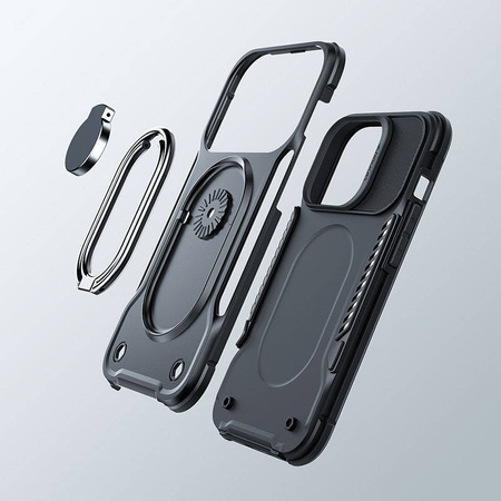 Joyroom Dual Hinge Case für iPhone 14 gepanzerte Hülle mit Ständer und Ringhalter schwarz