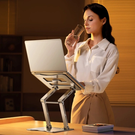 Wozinsky WRS-CPY75DSS Laptop- und Tablet-Ständer aus Aluminium + kostenloser Smartphone-Ständer – Silber