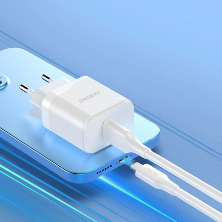 Dudao A20EU USB-A 18W Wandladegerät – Weiß + USB-A – Lightning -Kabel