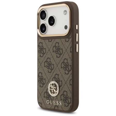 Etui Guess 4G Strass Logo MagSafe na iPhone 17 Pro - brązowe