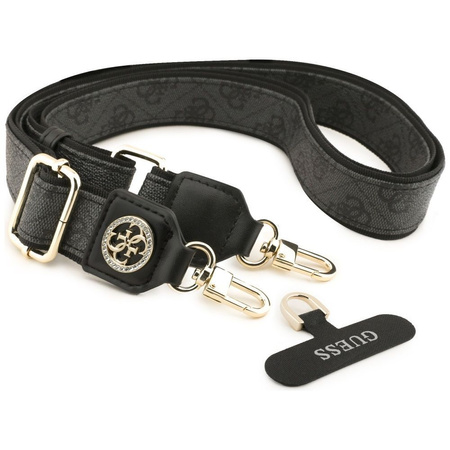 GUESS uniwesalny pasek GUUCNP4DGMK (4G PU Strap Tether Patch Strass Metal Logo) czarny