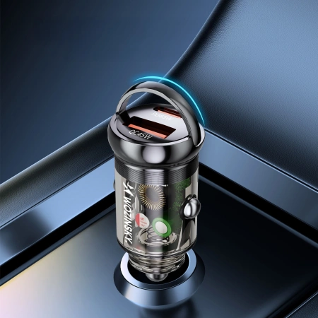 Wozinsky Ładowarka 65W samochodowa USB-C PD 65W / USB-A  45W QC 3.0 - czarna