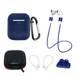 Silicone Case Set for AirPods 2 / AirPods 1 + Case / Ear Hook / Neck Strap / Watch Strap Holder / Carabiner - blue
