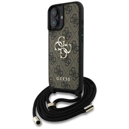 Original Case IPHONE 16 Guess 4G Big Logo Cord Stap Crossbody brown