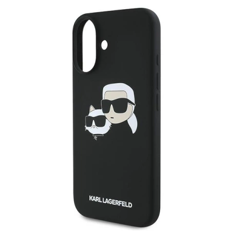 Etui Karl Lagerfeld Silicone nauble Heads Print MagSafe na iPhone 16 Plus - czarne