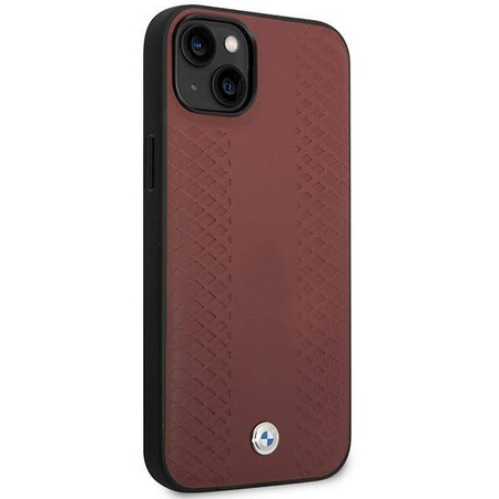 Original Handyhülle IPHONE 14 BMW Leather Diamond Pattern (BMHCP14S22RFGR) burgund