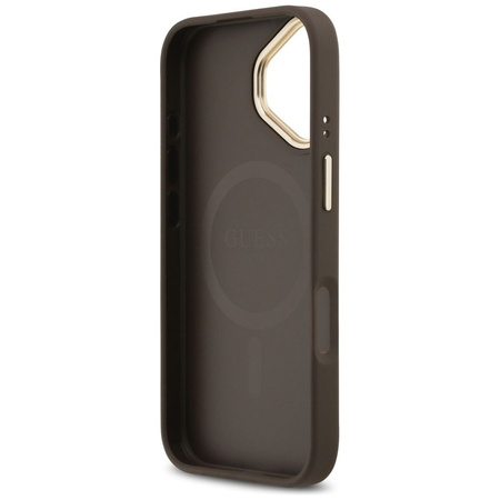 GUESS futerał do IPHONE 17 kompatybilny z MagSafe GUHMP17SPGCRMDEW (PU W/ Grained Strass Logo) brązowy
