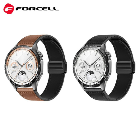 Pasek do Samsung Galaxy Watch Forcell F-Design FS20 magnetyczny skóra ekologiczna 20 mm brązowy
