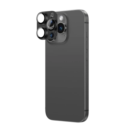 AmazingThing Aviation-Grade Alloy Tempered Glass Lens for iPhone 16 Pro / 16 Pro Max Camera Lens - Black