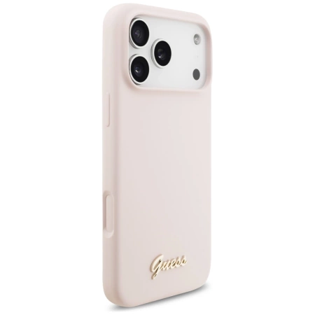 Guess Silikon Script Metal Logo MagSafe Case für iPhone 17 Pro Max - Pink