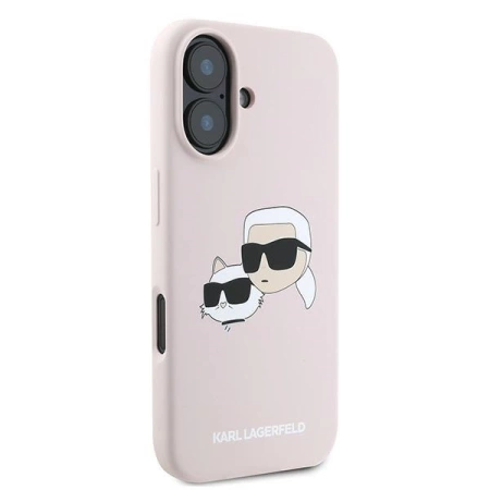 Etui Karl Lagerfeld Silicone nauble Heads Print MagSafe na iPhone 16 Plus - różowe