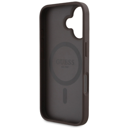 Oryginalne Etui IPHONE 16 Guess 4G Circle Classic Logo MagSafe brązowe