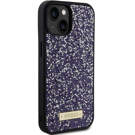 Guess nakładka do iPhone 15 6,1" GUHCP15SPFGSBSP jasnoróżowa HC Rhinestone Meta Logo