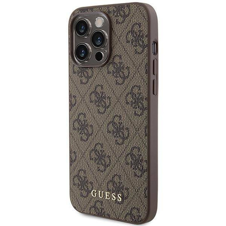 Guess 4G Metal Gold Logo Hülle für iPhone 15 Pro Max – braun