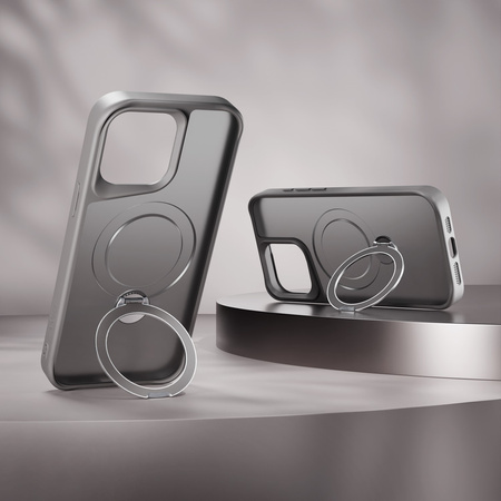 Nakładka Etteri Matt Mag Ring do iPhone 12 / 12 Pro 6,1" szara