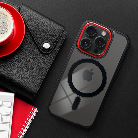 Futerał COLOR EDGE MAG COVER kompatybilny z MagSafe do IPHONE 17 Air czarno czerwony