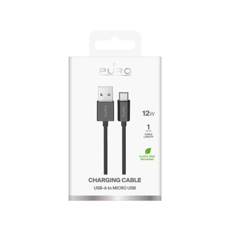 Kabel Puro TPE 12W USB-A - microUSB 1m - czarny