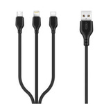 XO kabel NB103 3w1 USB - Lightning + USB-C + microUSB 1,0 m 2,1A czarny