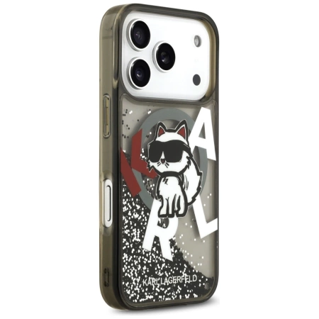 Karl Lagerfeld Liquid Glitter Choupette Logo MagSafe Case for iPhone 17 Pro - Black