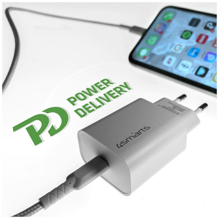 Ładowarka sieciowa 4smarts VoltPlug 20W  PD USB-C z kable USB-C do Lightning biały
