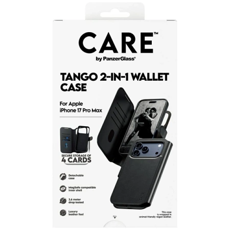 CARE by PanzerGlass Feature Tango 2in1 Wallet Case MagSafe für iPhone 17 Pro Max - Schwarz