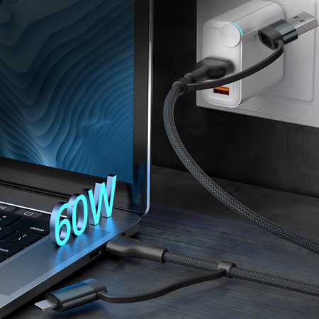 Accessories - 3mk Hyper Cable N-SERIES A/C to C/Lightning 1.2m 9V/2A 60W Black