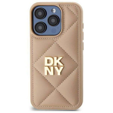 Original Handyhülle IPHONE 15 PRO MAX DKNY Quilted Stack Logo (DKHCP15XPQDSLE) beige