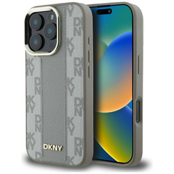 Original Handyhülle IPHONE 16 PRO MAX DKNY Hardcase Checkered Pattern MagSafe beige