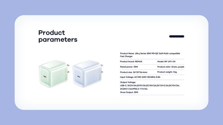 Ładowarka sieciowa REMAX JILTRY SERIES 30W USB-C QC PD RP-U91 PURPLE