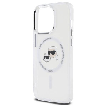 Oryginalne Etui IPHONE 14 PRO MAX Karl Lagerfeld Hardcase IML Metal Karl&Choupette Head MagSafe (KLHMP14XHLSKCH) białe
