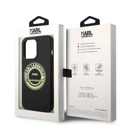 Original Handyhülle IPHONE 14 PRO Karl Lagerfeld Hardcase Silicone RSG (KLHCP14LSRSGRCK) schwarz