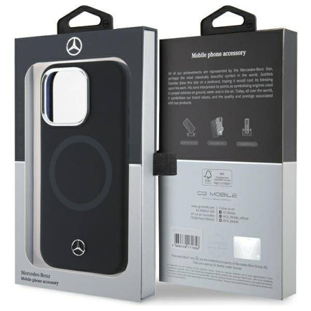 Original Handyhülle IPHONE 16 PRO MAX Mercedes Hardcase Silicone Tonal Logo MagSafe (MEHMP16X23SUTTK) schwarz