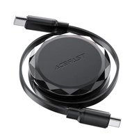Acefast C13-03 USB-C – USB-C 60 W einziehbares Kabel – Schwarz