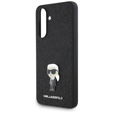 Karl Lagerfeld Fixed Glitter Ikonik Logo Metal Pin Case for Samsung Galaxy A36 - Black