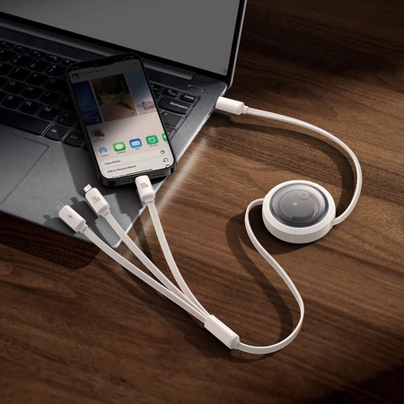 Baseus Free2Draw CB000084 retractable USB-C - Lightning / USB-C / micro USB cable 100W 1.1m - white