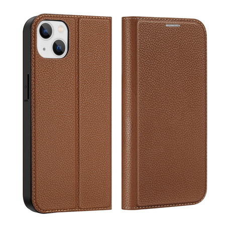 Dux Ducis Skin X2 Hülle für iPhone 14 Plus Hülle mit Magnetklappe braun