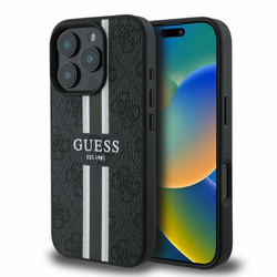 GUESS futerał do IPHONE 16 Pro kompatybilny z MagSafe GUHMP16LP4RPSK (4G Pronted Stripes) czarny