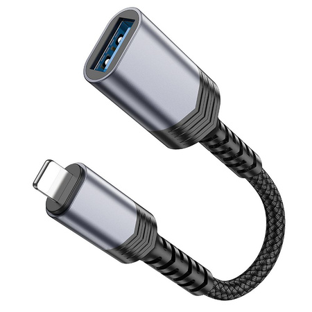 HOCO adapter iPhone Lightning 8-pin (męski) do USB (żeński) 3.0 UA24 czarna
