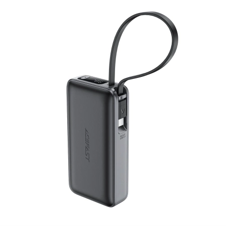 Acefast M7-10000 PD30W Powerbank mit integriertem Kabel – Schwarz