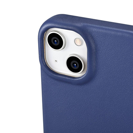 iCarer CE Premium Leather Folio Case skórzane etui iPhone 14 Plus z klapką magnetyczne MagSafe niebieski (WMI14220715-BU)