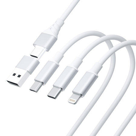 3MK KABEL HYPER 3w1 1,5m Biały USB-A/C do Micro/USB-C/Lightning