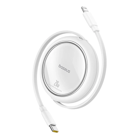 Baseus Free2Pull einziehbares USB-C/ Lightning -Kabel 20 W 1 m – weiß