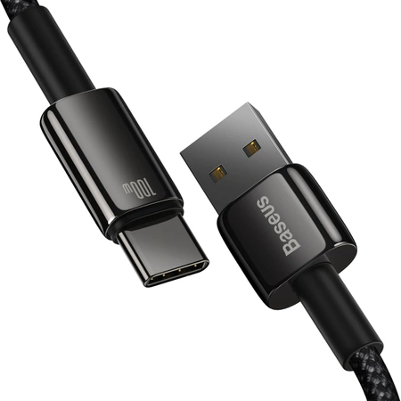 Baseus Tungsten Gold kabel USB-A - USB-C 480Mb/s 100W 2m czarny (CAWJ000101)