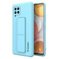 Wozinsky Kickstand Case elastyczne silikonowe etui z podstawką Samsung Galaxy A42 5G jasnoniebieski
