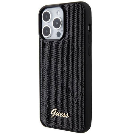 Guess Sequin Script Metal case for iPhone 15 Pro - black